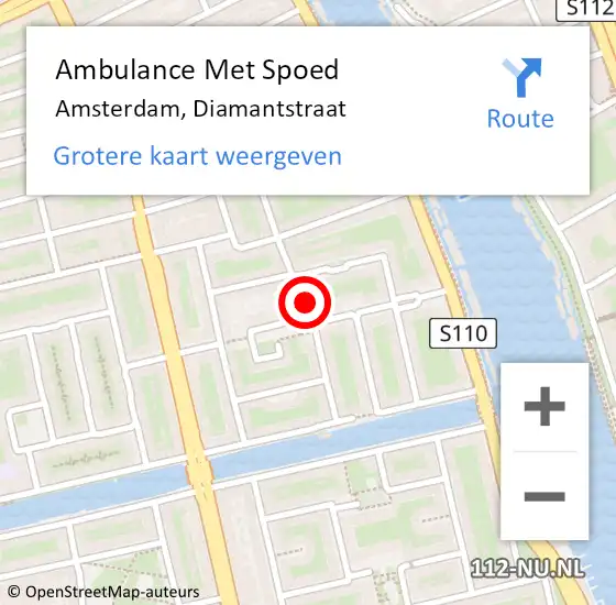 Locatie op kaart van de 112 melding: Ambulance Met Spoed Naar Amsterdam, Diamantstraat op 1 januari 2025 20:13