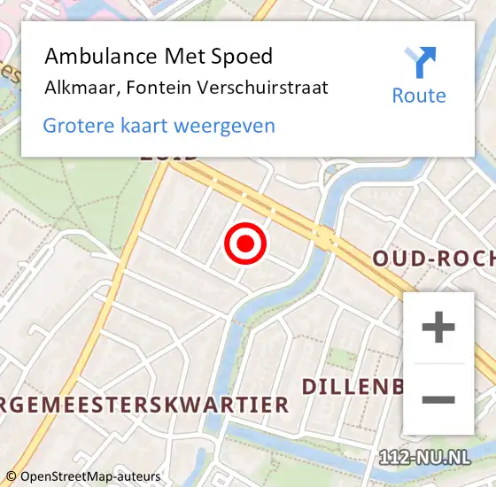 Locatie op kaart van de 112 melding: Ambulance Met Spoed Naar Alkmaar, Fontein Verschuirstraat op 1 januari 2025 21:10