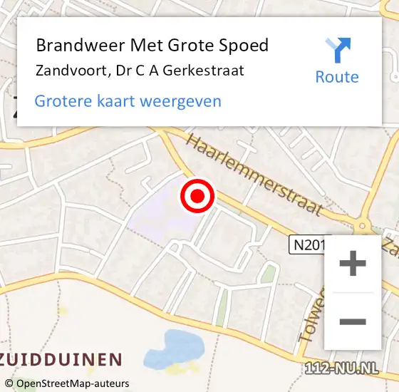 Locatie op kaart van de 112 melding: Brandweer Met Grote Spoed Naar Zandvoort, Dr C A Gerkestraat op 1 januari 2025 21:24