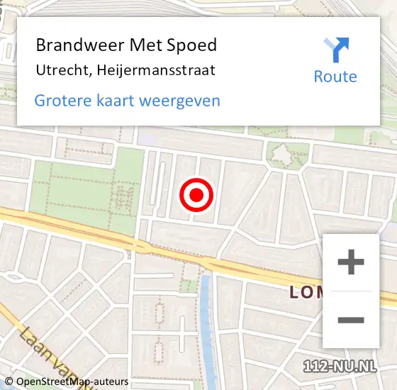 Locatie op kaart van de 112 melding: Brandweer Met Spoed Naar Utrecht, Heijermansstraat op 1 januari 2025 21:32