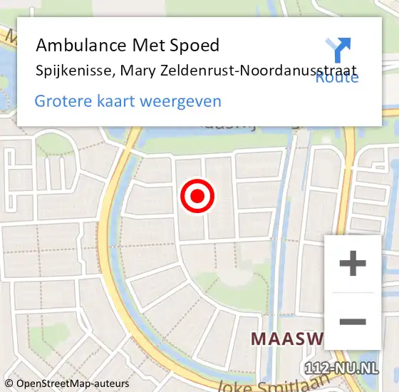 Locatie op kaart van de 112 melding: Ambulance Met Spoed Naar Spijkenisse, Mary Zeldenrust-Noordanusstraat op 1 januari 2025 22:02