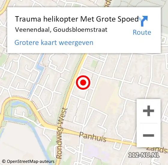 Locatie op kaart van de 112 melding: Trauma helikopter Met Grote Spoed Naar Veenendaal, Goudsbloemstraat op 1 januari 2025 22:03