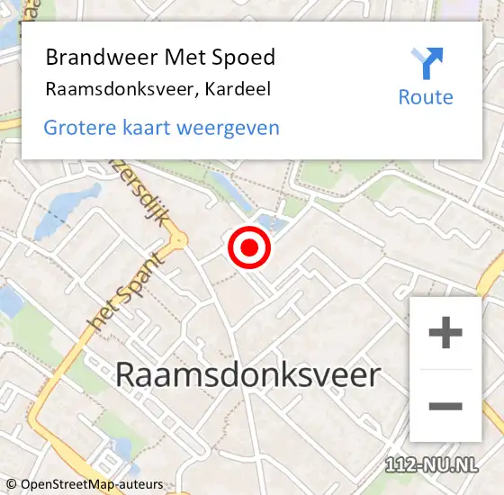 Locatie op kaart van de 112 melding: Brandweer Met Spoed Naar Raamsdonksveer, Kardeel op 1 januari 2025 22:11