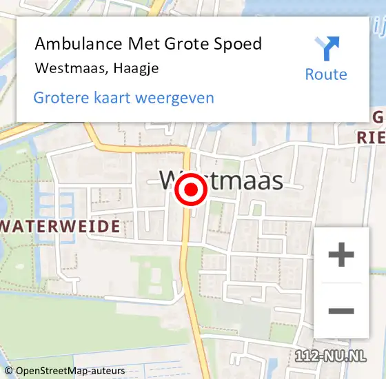 Locatie op kaart van de 112 melding: Ambulance Met Grote Spoed Naar Westmaas, Haagje op 1 januari 2025 23:00