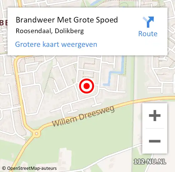 Locatie op kaart van de 112 melding: Brandweer Met Grote Spoed Naar Roosendaal, Dolikberg op 1 januari 2025 23:17