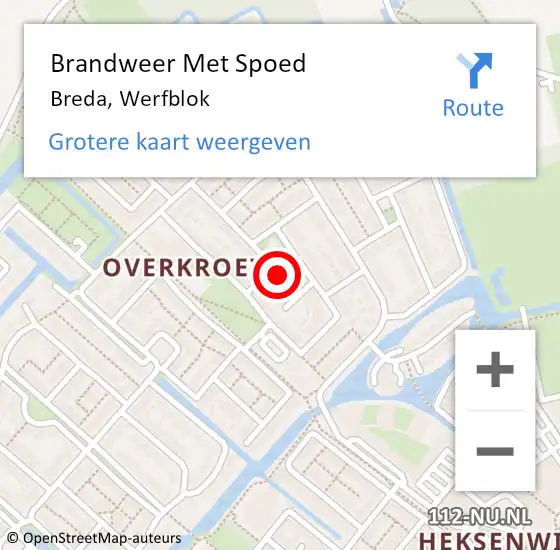 Locatie op kaart van de 112 melding: Brandweer Met Spoed Naar Breda, Werfblok op 1 januari 2025 23:22