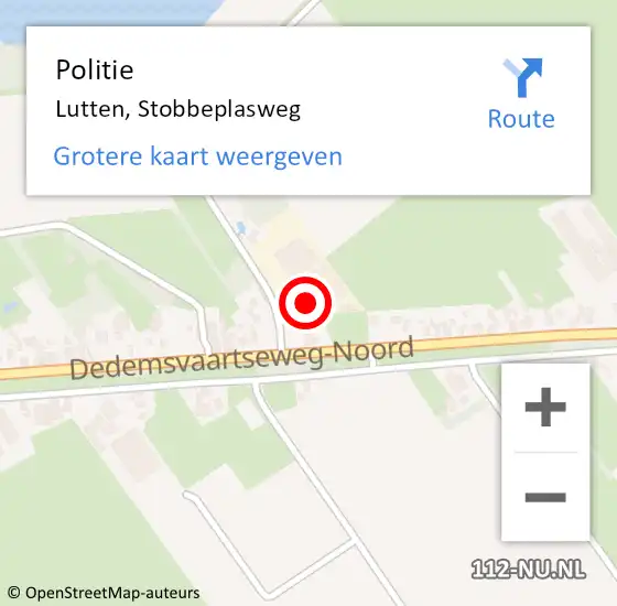 Locatie op kaart van de 112 melding: Politie Lutten, Stobbeplasweg op 1 januari 2025 23:45