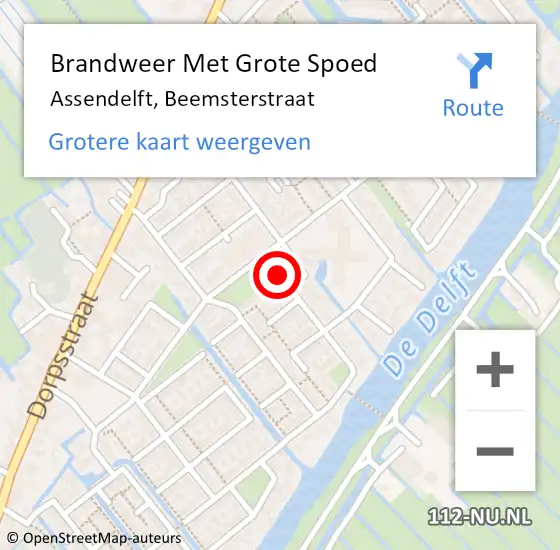 Locatie op kaart van de 112 melding: Brandweer Met Grote Spoed Naar Assendelft, Beemsterstraat op 1 januari 2025 23:47