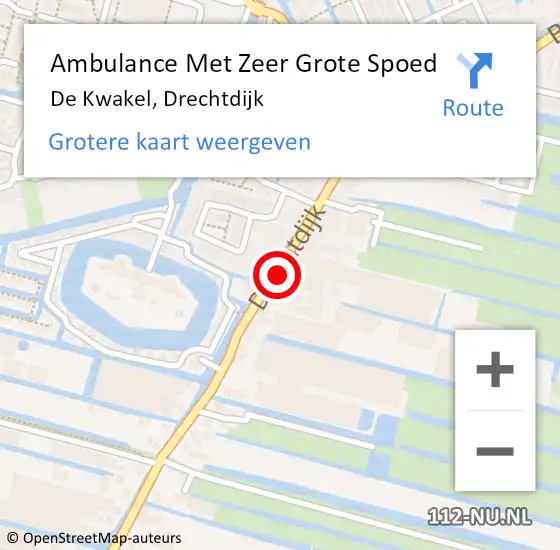 Locatie op kaart van de 112 melding: Ambulance Met Zeer Grote Spoed Naar De Kwakel, Drechtdijk op 2 januari 2025 00:21