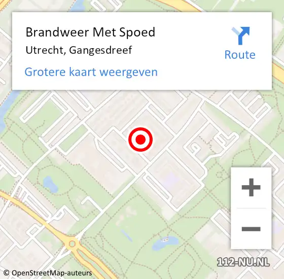 Locatie op kaart van de 112 melding: Brandweer Met Spoed Naar Utrecht, Gangesdreef op 2 januari 2025 00:29