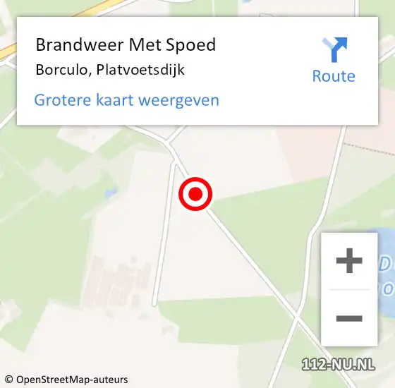 Locatie op kaart van de 112 melding: Brandweer Met Spoed Naar Borculo, Platvoetsdijk op 1 november 2014 13:49