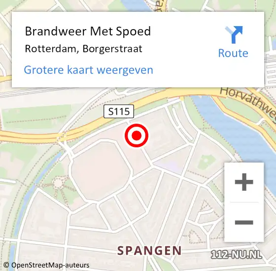 Locatie op kaart van de 112 melding: Brandweer Met Spoed Naar Rotterdam, Borgerstraat op 2 januari 2025 01:05