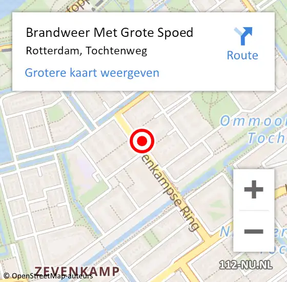 Locatie op kaart van de 112 melding: Brandweer Met Grote Spoed Naar Rotterdam, Tochtenweg op 2 januari 2025 01:19