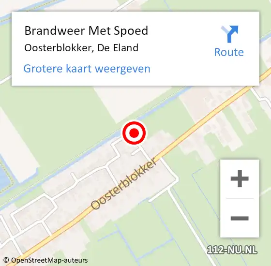 Locatie op kaart van de 112 melding: Brandweer Met Spoed Naar Oosterblokker, De Eland op 2 januari 2025 01:42