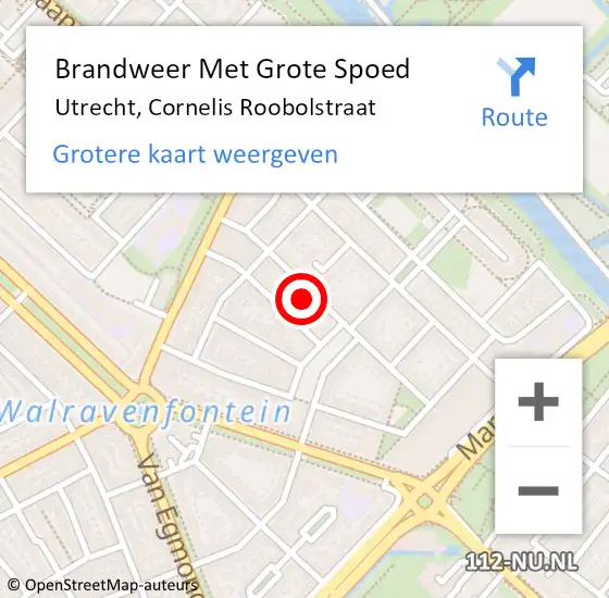 Locatie op kaart van de 112 melding: Brandweer Met Grote Spoed Naar Utrecht, Cornelis Roobolstraat op 2 januari 2025 02:44