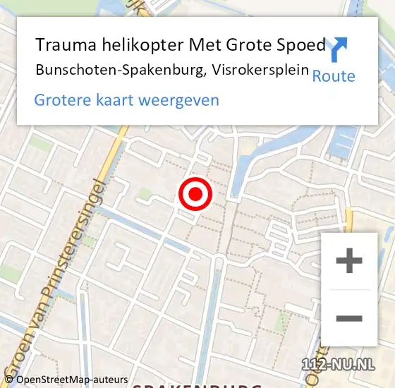 Locatie op kaart van de 112 melding: Trauma helikopter Met Grote Spoed Naar Bunschoten-Spakenburg, Visrokersplein op 2 januari 2025 02:57