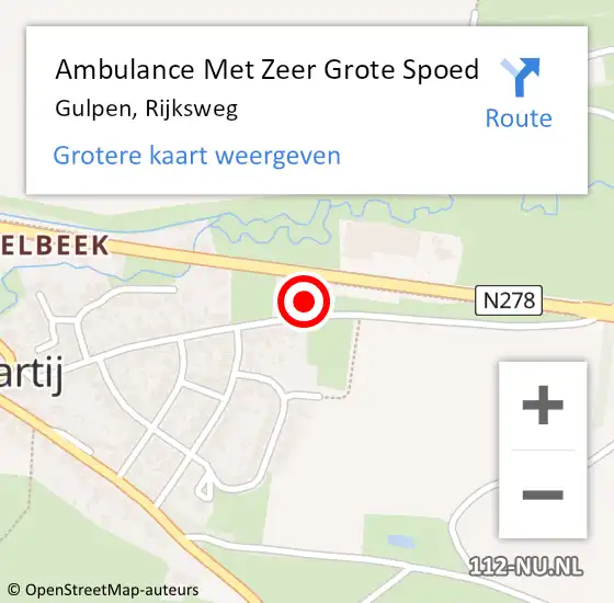 Locatie op kaart van de 112 melding: Ambulance Met Zeer Grote Spoed Naar Gulpen, Rijksweg op 2 januari 2025 05:16