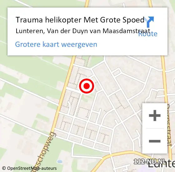 Locatie op kaart van de 112 melding: Trauma helikopter Met Grote Spoed Naar Lunteren, Van der Duyn van Maasdamstraat op 2 januari 2025 05:51