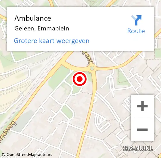 Locatie op kaart van de 112 melding: Ambulance Geleen, Emmaplein op 1 november 2014 14:06