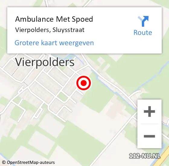 Locatie op kaart van de 112 melding: Ambulance Met Spoed Naar Vierpolders, Sluysstraat op 2 januari 2025 08:20