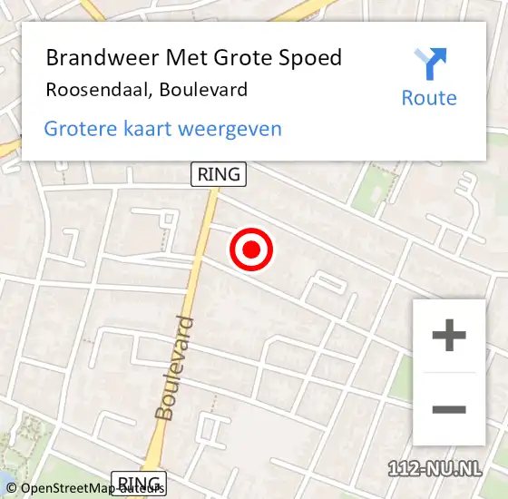 Locatie op kaart van de 112 melding: Brandweer Met Grote Spoed Naar Roosendaal, Boulevard op 2 januari 2025 08:28