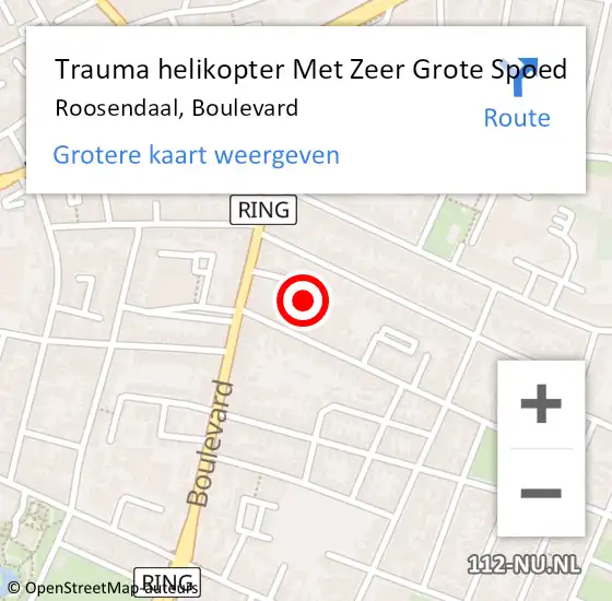 Locatie op kaart van de 112 melding: Trauma helikopter Met Zeer Grote Spoed Naar Roosendaal, Boulevard op 2 januari 2025 08:28