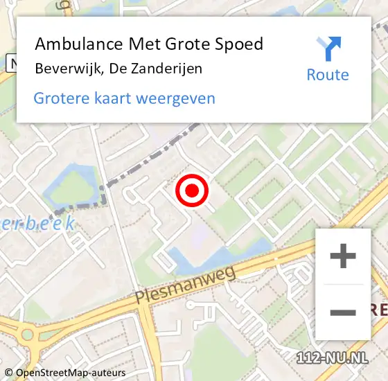 Locatie op kaart van de 112 melding: Ambulance Met Grote Spoed Naar Beverwijk, De Zanderijen op 2 januari 2025 08:34