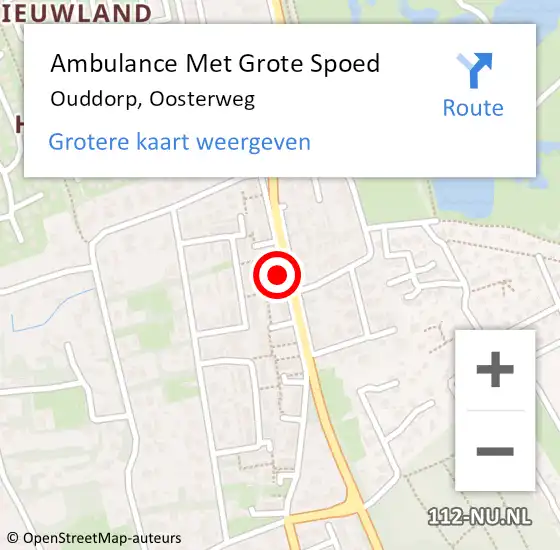 Locatie op kaart van de 112 melding: Ambulance Met Grote Spoed Naar Ouddorp, Oosterweg op 2 januari 2025 09:07