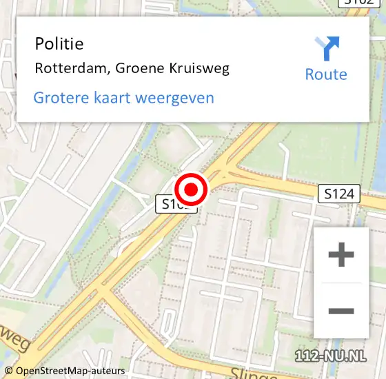 Locatie op kaart van de 112 melding: Politie Rotterdam, Groene Kruisweg op 2 januari 2025 09:16