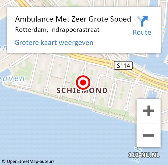 Locatie op kaart van de 112 melding: Ambulance Met Zeer Grote Spoed Naar Rotterdam, Indrapoerastraat op 2 januari 2025 09:24