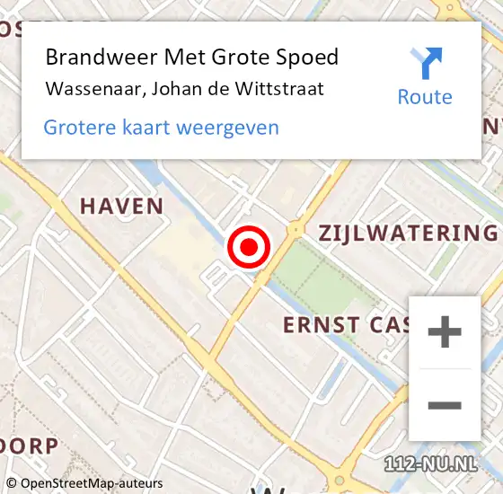 Locatie op kaart van de 112 melding: Brandweer Met Grote Spoed Naar Wassenaar, Johan de Wittstraat op 2 januari 2025 09:26