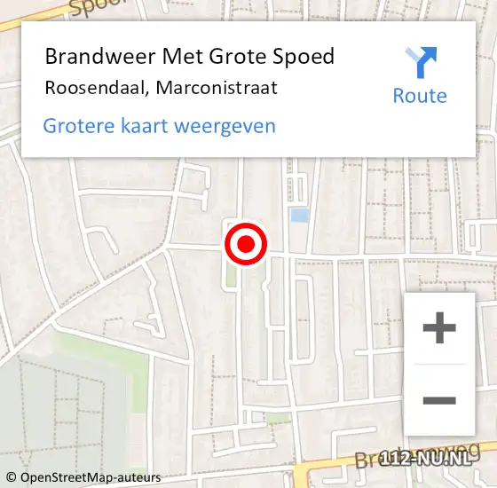 Locatie op kaart van de 112 melding: Brandweer Met Grote Spoed Naar Roosendaal, Marconistraat op 2 januari 2025 09:43