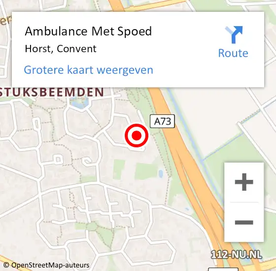 Locatie op kaart van de 112 melding: Ambulance Met Spoed Naar Horst, Convent op 1 november 2014 14:22