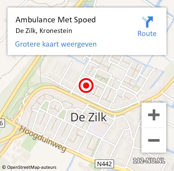 Locatie op kaart van de 112 melding: Ambulance Met Spoed Naar De Zilk, Kronestein op 2 januari 2025 10:05