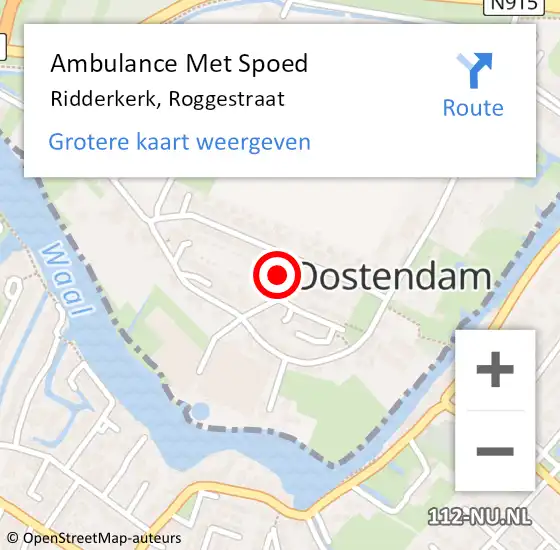 Locatie op kaart van de 112 melding: Ambulance Met Spoed Naar Ridderkerk, Roggestraat op 2 januari 2025 10:08