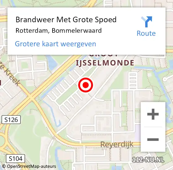 Locatie op kaart van de 112 melding: Brandweer Met Grote Spoed Naar Rotterdam, Bommelerwaard op 2 januari 2025 10:09