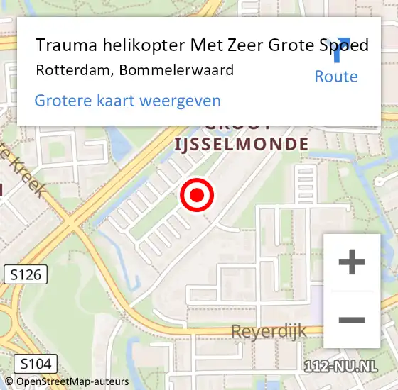 Locatie op kaart van de 112 melding: Trauma helikopter Met Zeer Grote Spoed Naar Rotterdam, Bommelerwaard op 2 januari 2025 10:12