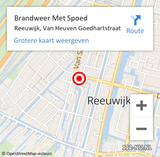 Locatie op kaart van de 112 melding: Brandweer Met Spoed Naar Reeuwijk, Van Heuven Goedhartstraat op 2 januari 2025 10:40