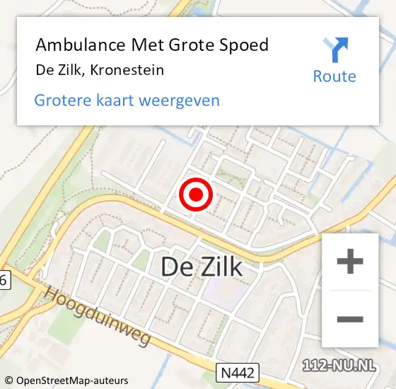 Locatie op kaart van de 112 melding: Ambulance Met Grote Spoed Naar De Zilk, Kronestein op 2 januari 2025 10:41