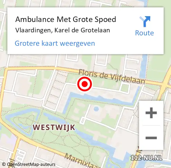 Locatie op kaart van de 112 melding: Ambulance Met Grote Spoed Naar Vlaardingen, Karel de Grotelaan op 2 januari 2025 10:42