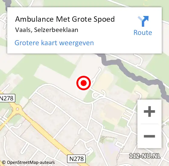 Locatie op kaart van de 112 melding: Ambulance Met Grote Spoed Naar Vaals, Selzerbeeklaan op 1 november 2014 14:31