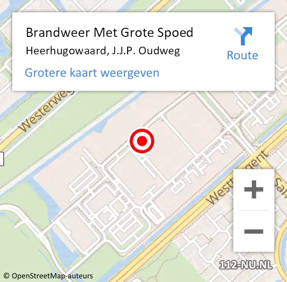 Locatie op kaart van de 112 melding: Brandweer Met Grote Spoed Naar Heerhugowaard, J.J.P. Oudweg op 2 januari 2025 10:56