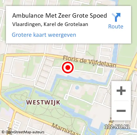 Locatie op kaart van de 112 melding: Ambulance Met Zeer Grote Spoed Naar Vlaardingen, Karel de Grotelaan op 2 januari 2025 11:04