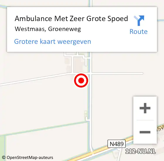 Locatie op kaart van de 112 melding: Ambulance Met Zeer Grote Spoed Naar Westmaas, Groeneweg op 2 januari 2025 11:04