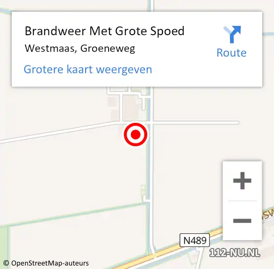 Locatie op kaart van de 112 melding: Brandweer Met Grote Spoed Naar Westmaas, Groeneweg op 2 januari 2025 11:04