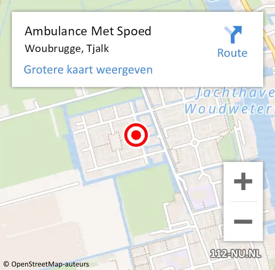 Locatie op kaart van de 112 melding: Ambulance Met Spoed Naar Woubrugge, Tjalk op 2 januari 2025 11:30