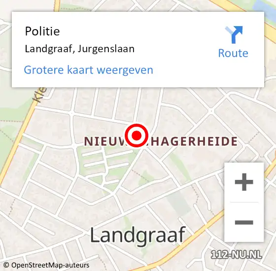 Locatie op kaart van de 112 melding: Politie Landgraaf, Jurgenslaan op 2 januari 2025 11:57