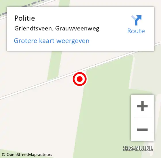 Locatie op kaart van de 112 melding: Politie Griendtsveen, Grauwveenweg op 2 januari 2025 12:15