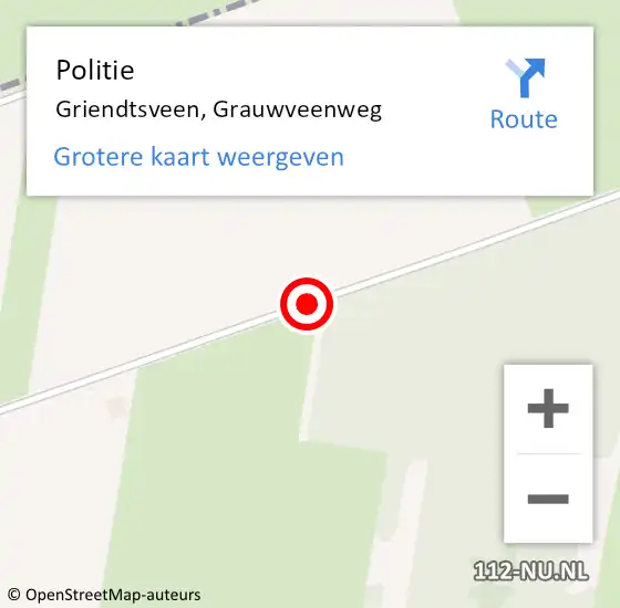 Locatie op kaart van de 112 melding: Politie Griendtsveen, Grauwveenweg op 2 januari 2025 12:17