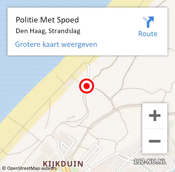 Locatie op kaart van de 112 melding: Politie Met Spoed Naar Den Haag, Strandslag op 2 januari 2025 12:24